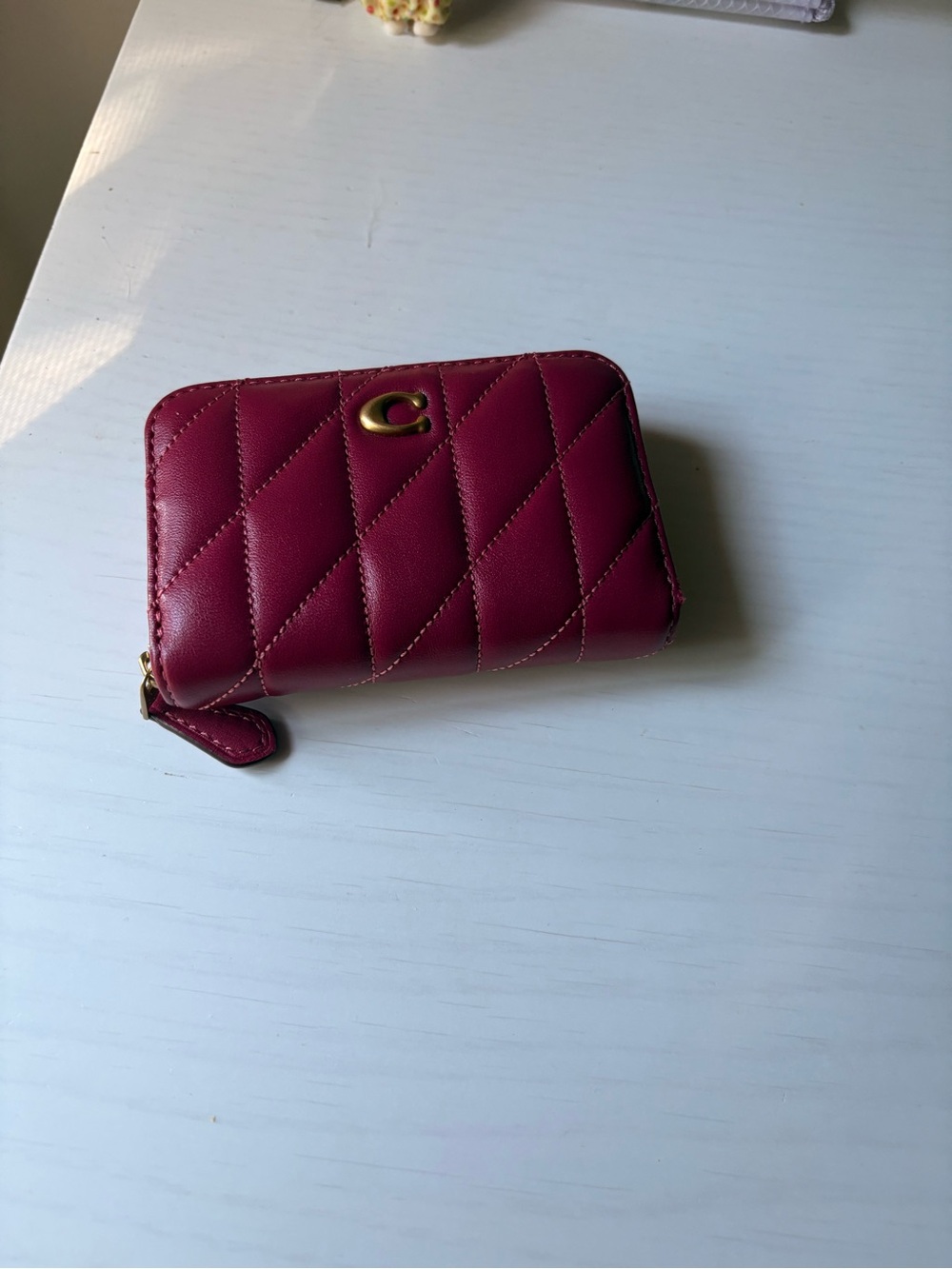 Coach Quilted Zip Around Card Case Wallet